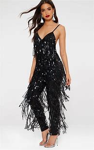 Image result for Low-Cut Black Sequined Sleeveless Romper