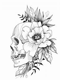 Image result for Skull Flower Tattoo Drawings