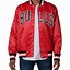 Image result for Chicago Bulls Starter Jacket Red with Black and White Stripes