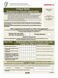 Image result for Ireland Work Permit Form