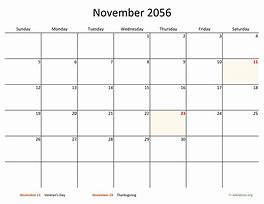 Image result for Calendar for November 2056