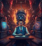 Image result for Man with Computer in Night Room