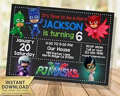 Image result for PJ Mask Birthday Invitation Templets for Twins