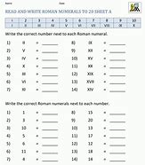 Image result for Roman Numerals Chart 1-20