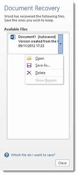 Image result for Document Recovery in Word