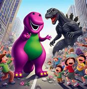 Image result for Godzilla vs Barney