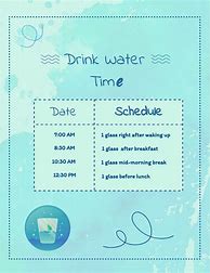 Image result for Water-Drinking Schedule Chart