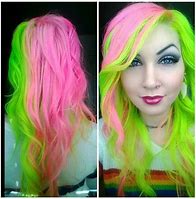 Image result for Pink and Lime Green Hair