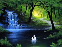 Image result for Waterfall Background Swans
