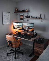 Image result for Laptop and Desktop Desk Setup