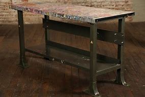 Image result for Old Red Painted Workbench Metal