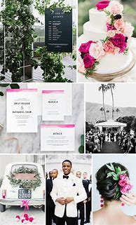Image result for Black White and Hot Pink Wedding