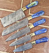 Image result for Damascus 5 Piece Chef Knife Set