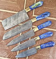 Image result for Damascus Kitchen Knife Set