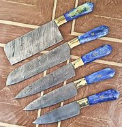 Image result for Best Kitchen Damascus Knife Set Block
