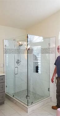 Image result for Frameless Shower Door Being in Middle