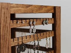Image result for Wooden Rotating Earring Display