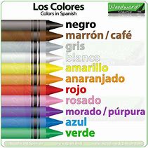 Image result for Spanish Color Words Chart