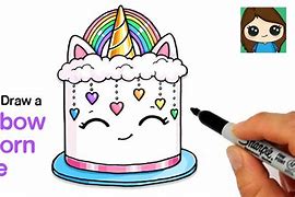 Image result for Kawaii Unicorn Birthday Cake Drawing