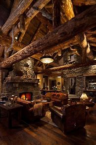 Image result for Inside Rustic Cottage Cabin with Fireplace