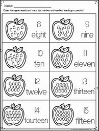 Image result for Preschool Printable Apple Counting