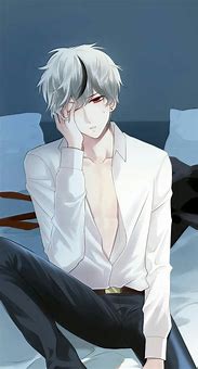 Image result for Anime Boy with White Hair and Red Eyes