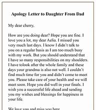 Image result for Father Apology Letter to Daughter