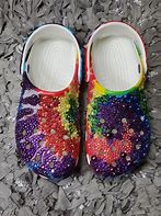 Image result for Bright Green and Blue Tie Dye Crocs