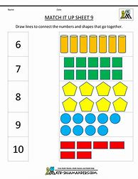 Image result for Kindergarten Math Matching Worksheets