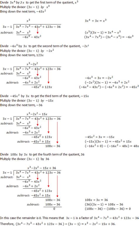Algebraic Long Division - Question 4 with Fully Worked Solution