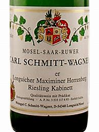Image result for Carl Schmitt Wagner Longuicher Maximiner Herrenberg Riesling Spatlese