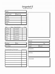 Image result for Dnd Character Sheet DBZ
