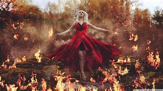 Image result for Woman Night Forest Fire