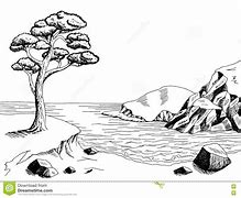 Image result for Clip Art Black and White Picture of Natural Scenery with Stream