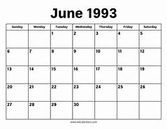 Image result for June 1993 Calendar