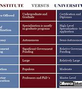 Image result for Difference Between Institute and University