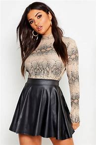 Image result for Faux Leather Skirt Outfit