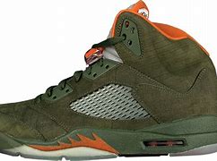 Image result for Jordan 5s Green and Orange