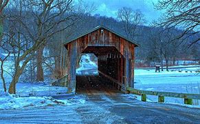 Image result for Covered Bridge in Snow
