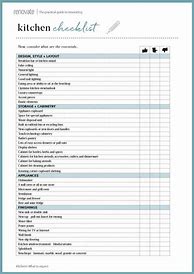 Image result for Kitchen Checklist Template Excel
