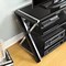 Image result for Black TV Stand Swing Drawers and Shelf