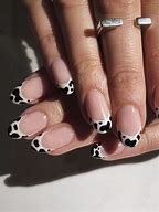 Image result for Pink Cow Print with French Tip