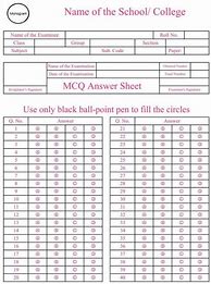 Image result for MCQ Answer sheet