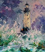 Image result for Lighthouse Storm Painting Long Skinny Canvas