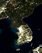 Image result for North South Korea Map at Night