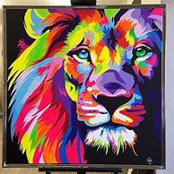 Image result for Colorful Lion Painting Acrylic