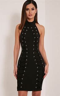 Image result for Black Lace Up Dress