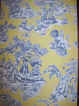 Image result for Blue and Yellow Toile Wallpaper