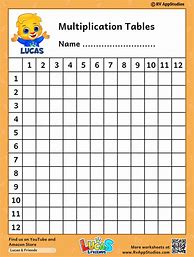 Image result for Times Table Worksheet Fill In