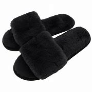 Image result for Black Fuzzy Slippers